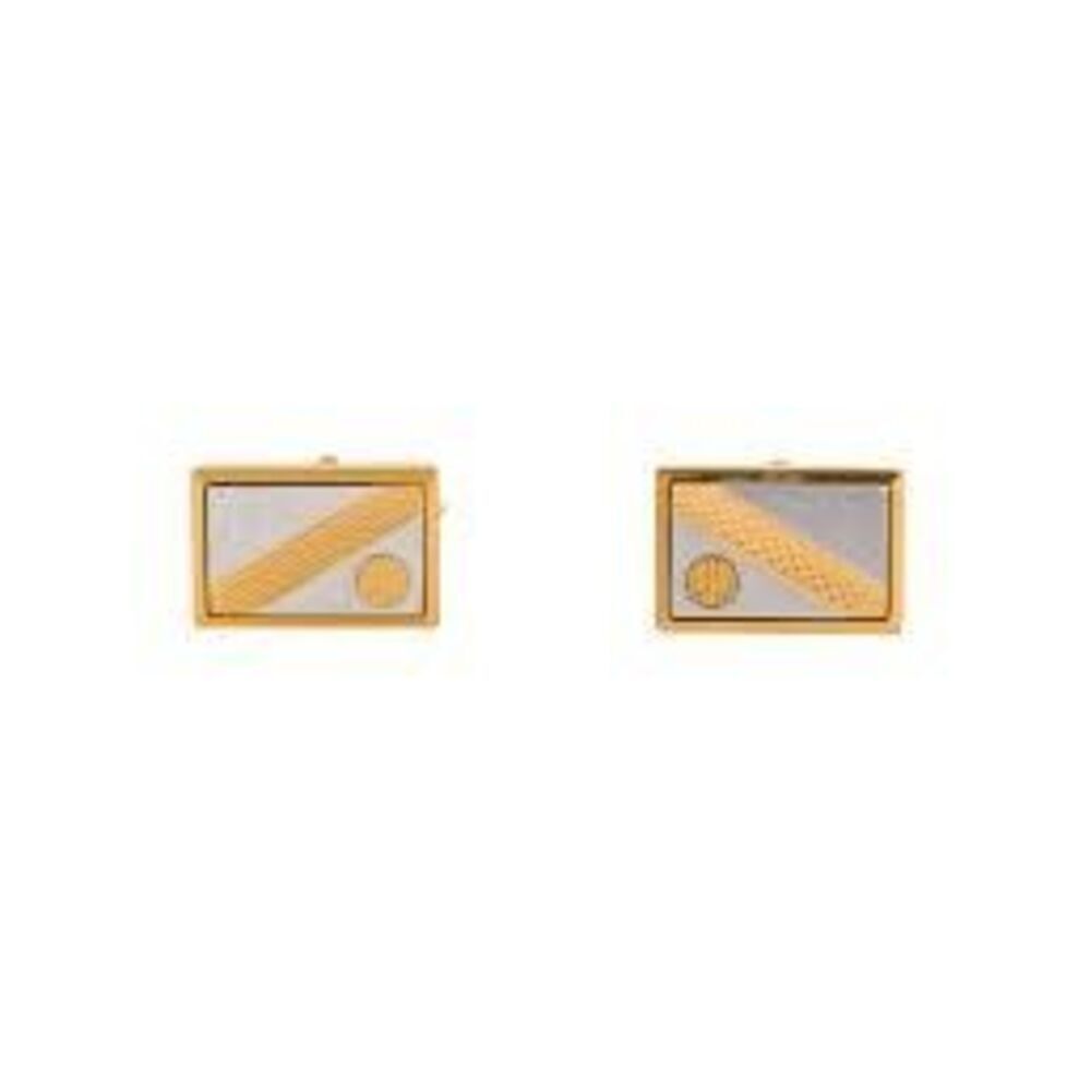Dunhill Two Tone Rectangular Cuff Links Silver Gold Professional Sophisticated
